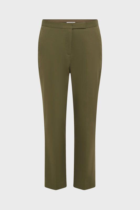 Women's Straight Leg Trousers Cotton - Khaki-Green