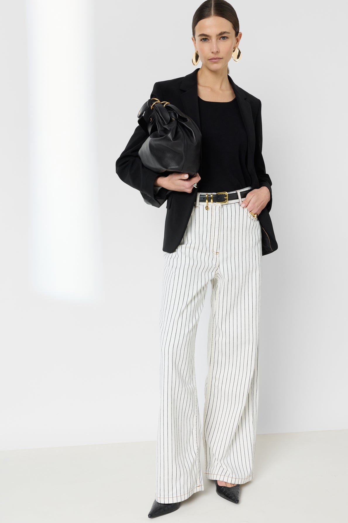 Women's Premium Relaxed Fit Wide-Leg Jeans Cotton - Ecru