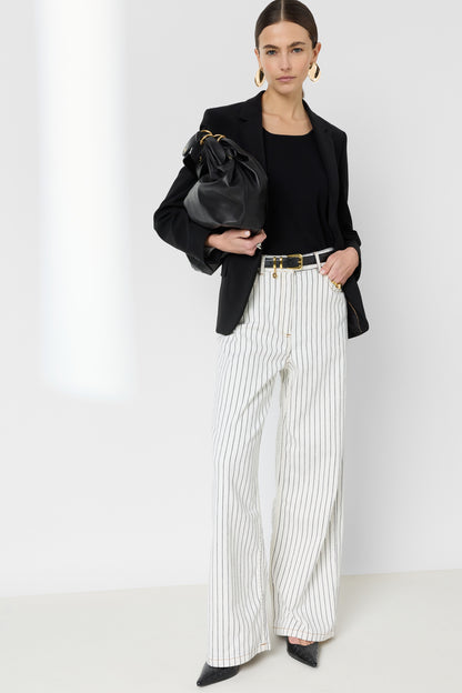 Women's Premium Relaxed Fit Wide-Leg Jeans Cotton - Ecru