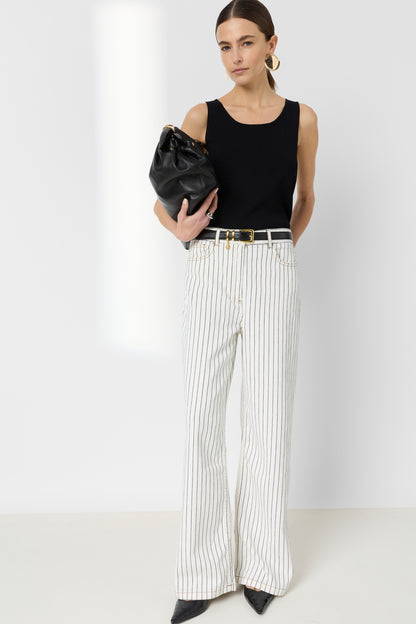 Women's Premium Relaxed Fit Wide-Leg Jeans Cotton - Ecru