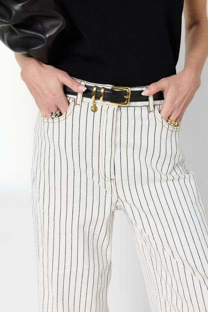 Women's Premium Relaxed Fit Wide-Leg Jeans Cotton - Ecru