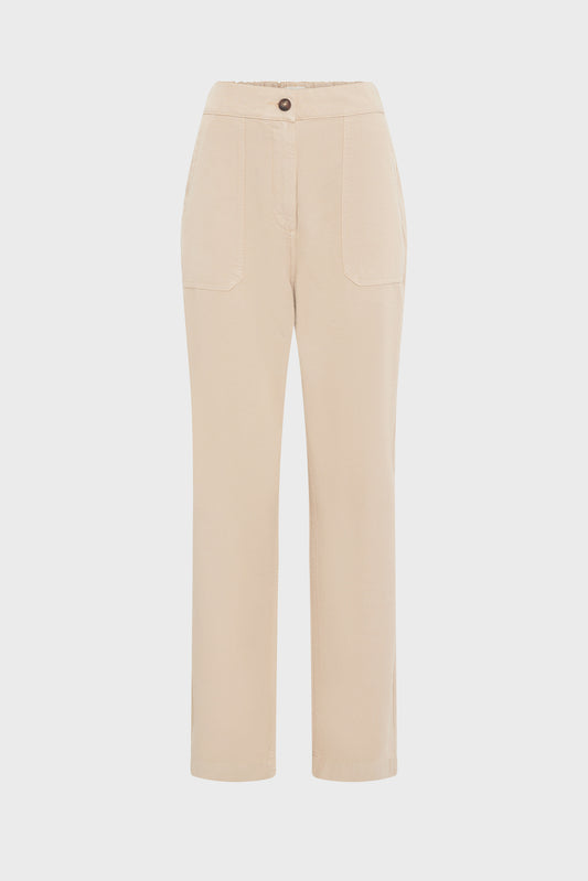 Women's Trousers Linen Cotton Blend Textured - Sand