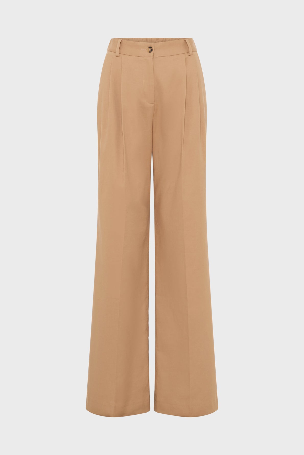 Women’s Pleated Wide-Leg Trousers 100 Percent Cotton - Camel