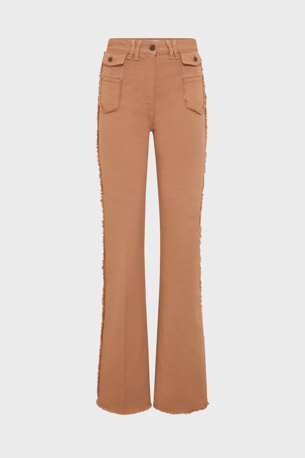 Womens High-Waisted Flared Jeans 100 Percent Cotton - Camel Nude