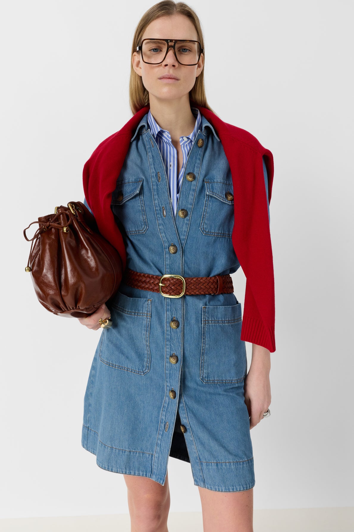 gerard darel denim dress Robe droite en denim poches jeans - RANI