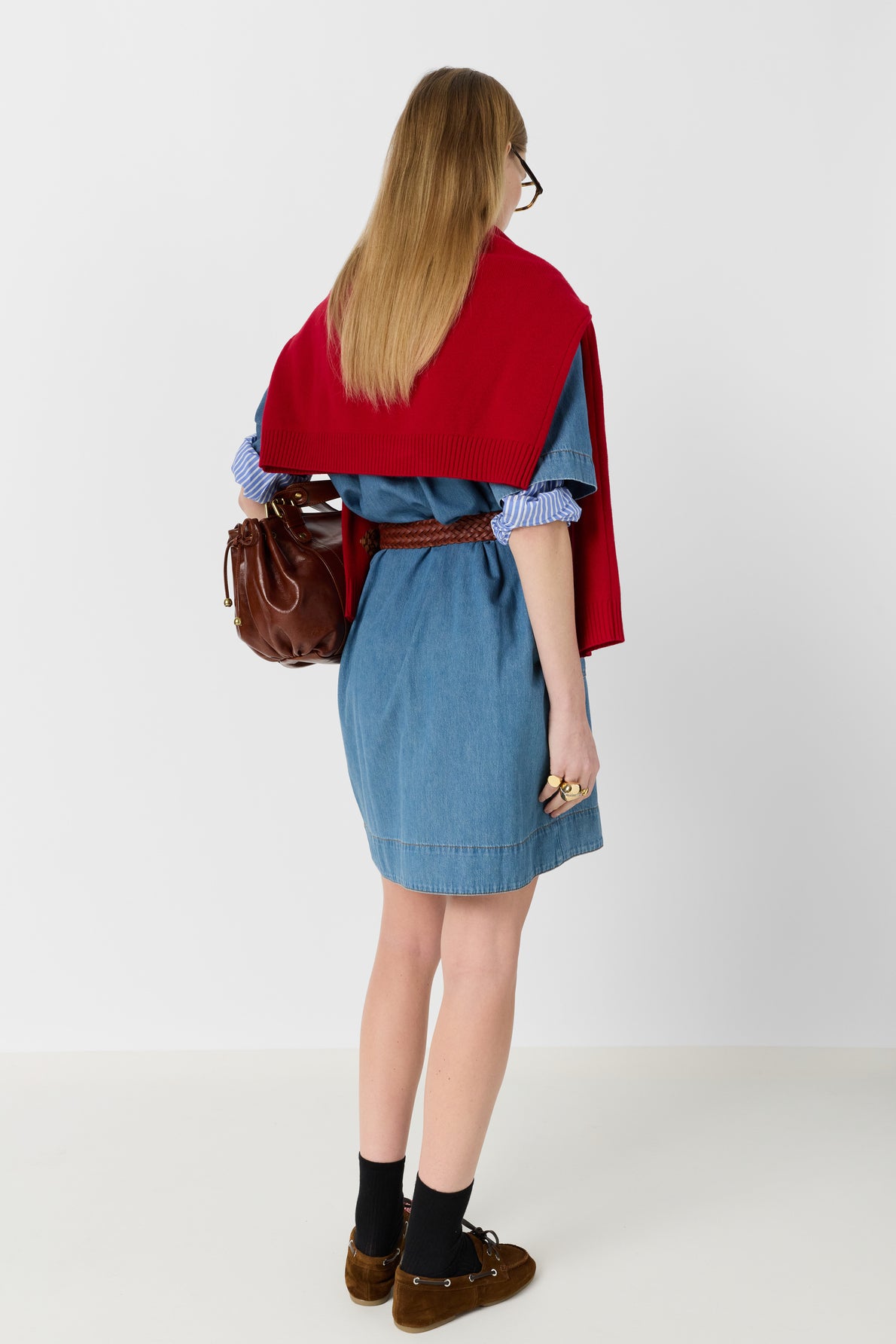 gerard darel blue dress V-Neck Midi Length Dress