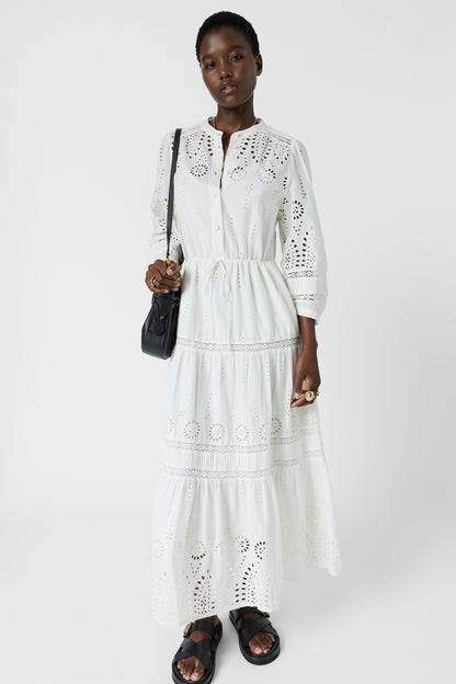 Women's Elegant Bohemian Cotton Dress 100% Cotton - Ecru