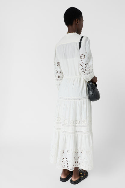 Women's Elegant Bohemian Cotton Dress 100% Cotton - Ecru