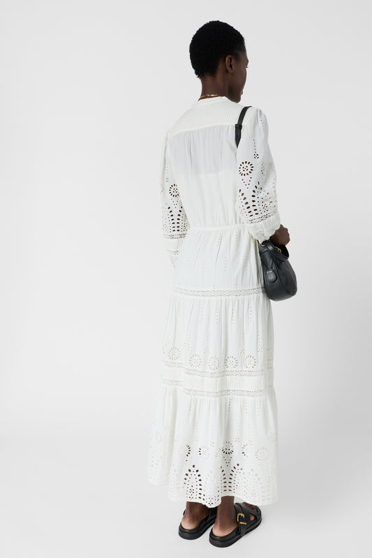 Women's Elegant Bohemian Cotton Dress 100% Cotton - Ecru