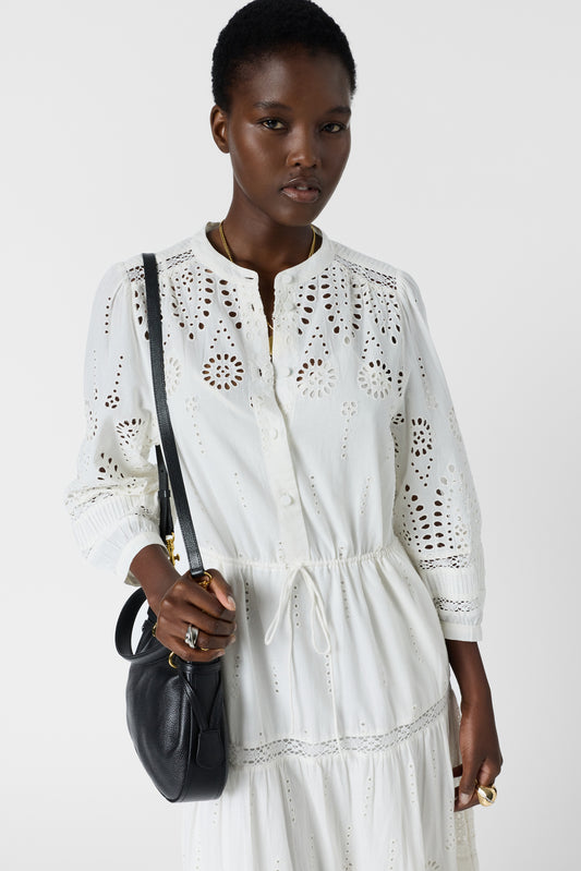 Women's Elegant Bohemian Cotton Dress 100% Cotton - Ecru