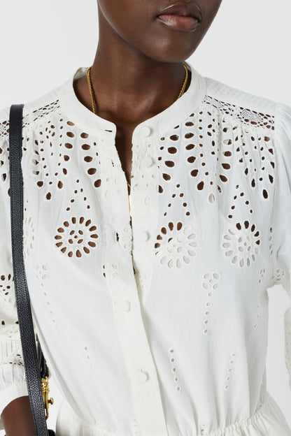 Women's Elegant Bohemian Cotton Dress 100% Cotton - Ecru