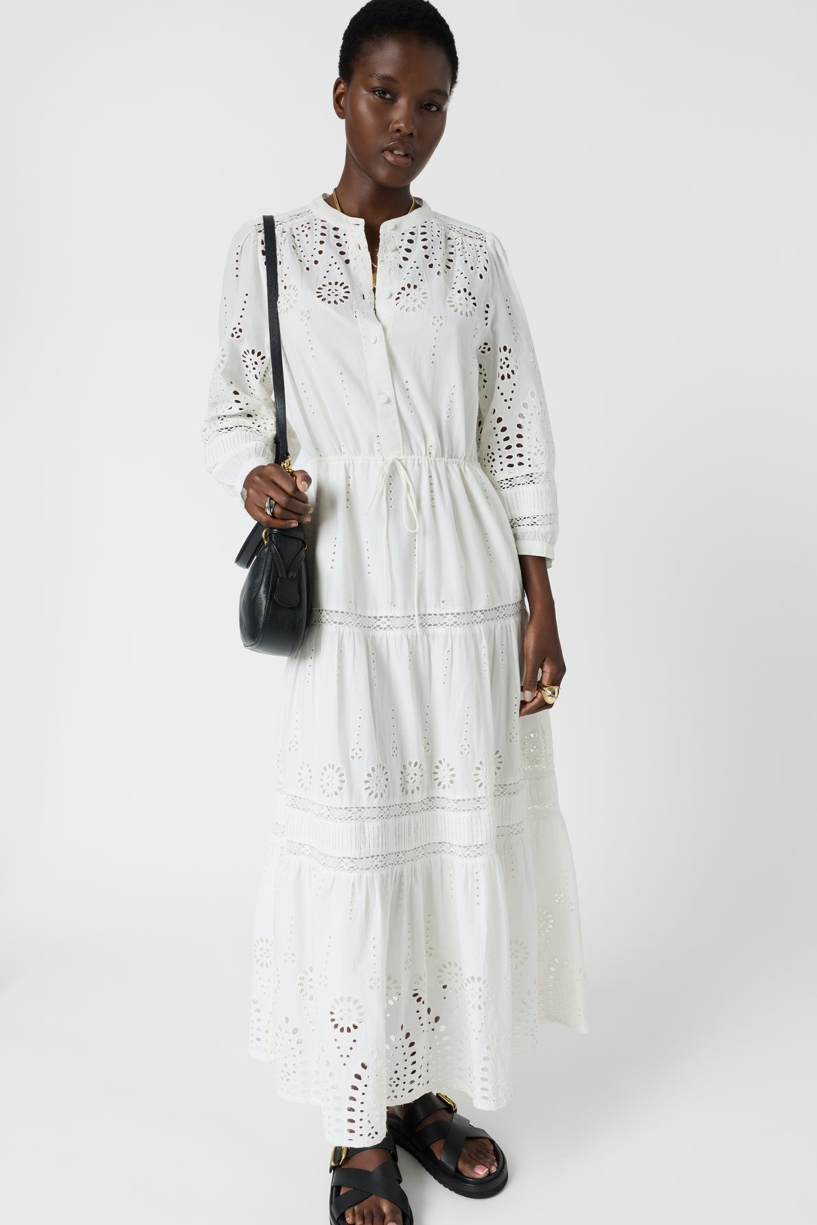 Women's Elegant Bohemian Cotton Dress 100% Cotton - Ecru