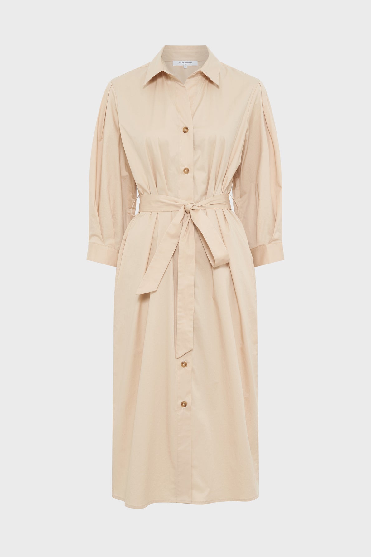 Women's Tailored Button-Down Shirt Dress Cotton - Natural