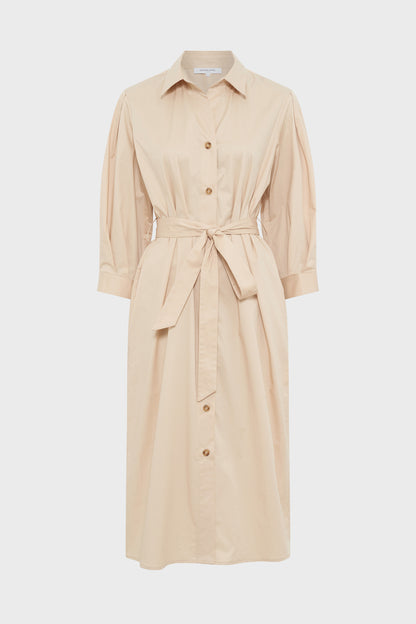 Women's Tailored Button-Down Shirt Dress Cotton - Natural