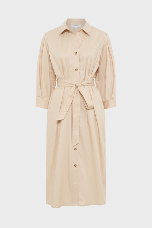 Women's Tailored Button-Down Shirt Dress Cotton - Natural