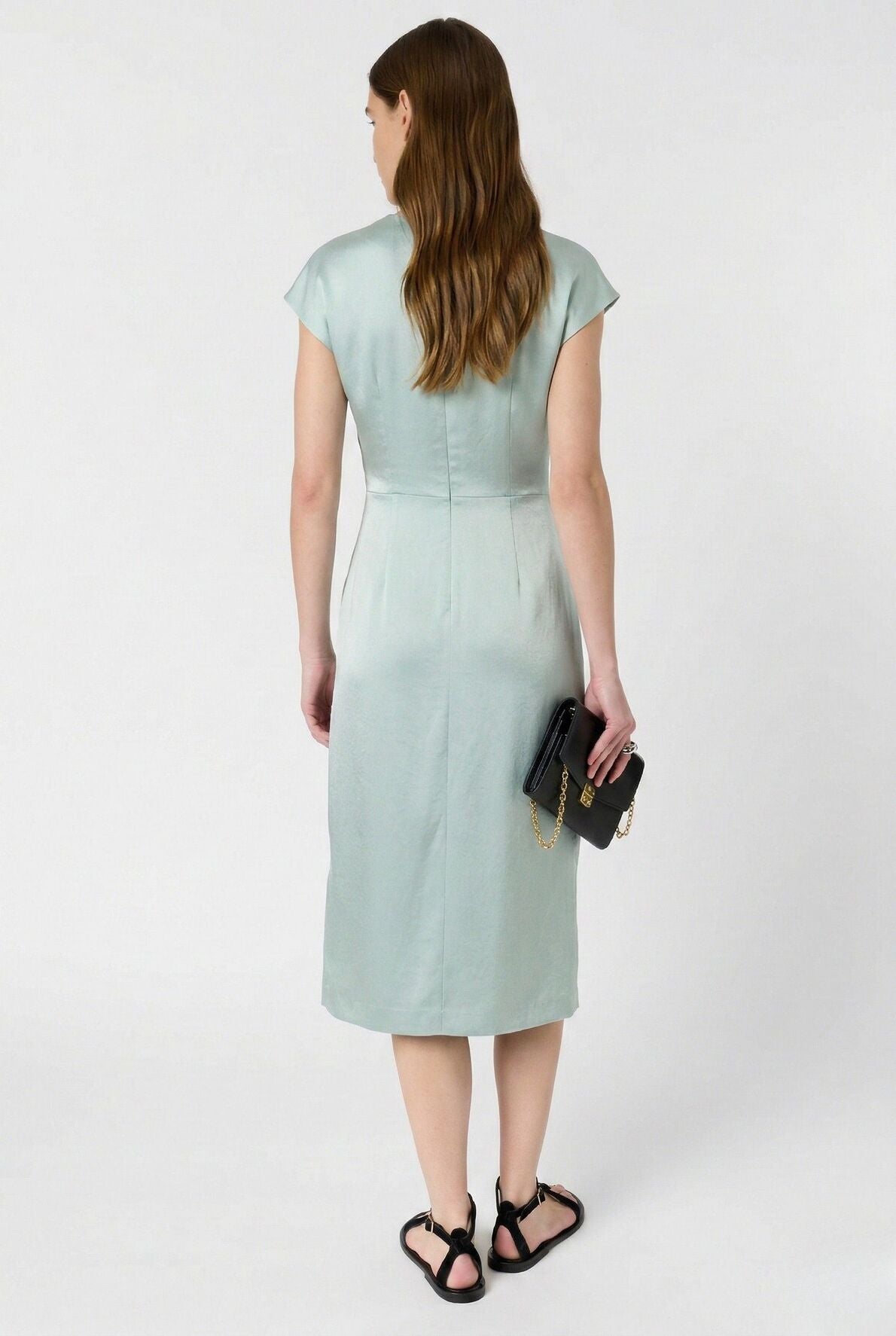 Emerald Green Fluid Crepe Silk Blend Dress RUE MADAME | BOUTIQUE PARISIENNE Emerald Green Fluid Crepe Silk Blend Dress RUE MADAME | BOUTIQUE PARISIENNE