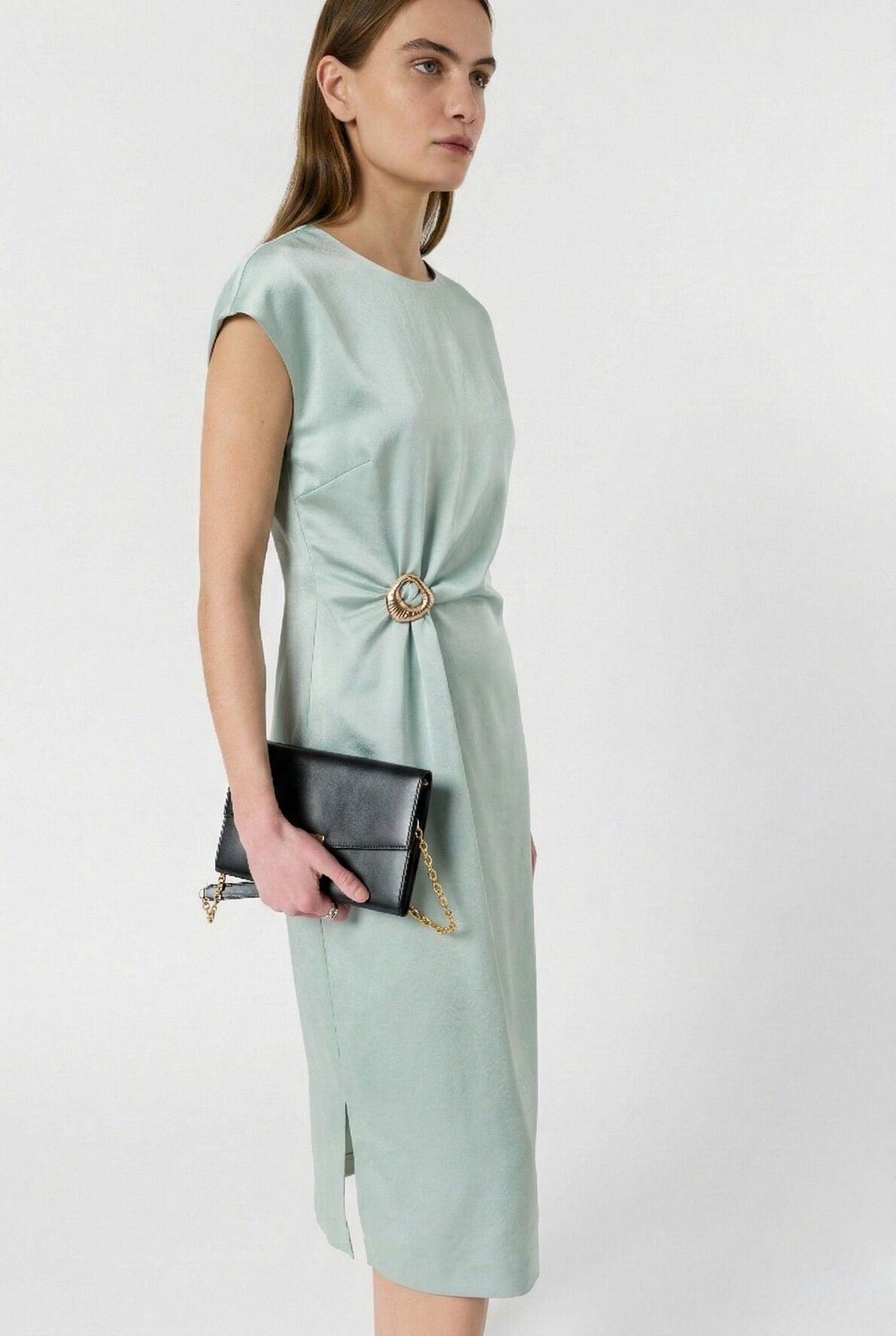 Emerald Green Fluid Crepe Silk Blend Dress RUE MADAME | BOUTIQUE PARISIENNE Emerald Green Fluid Crepe Silk Blend Dress RUE MADAME | BOUTIQUE PARISIENNE