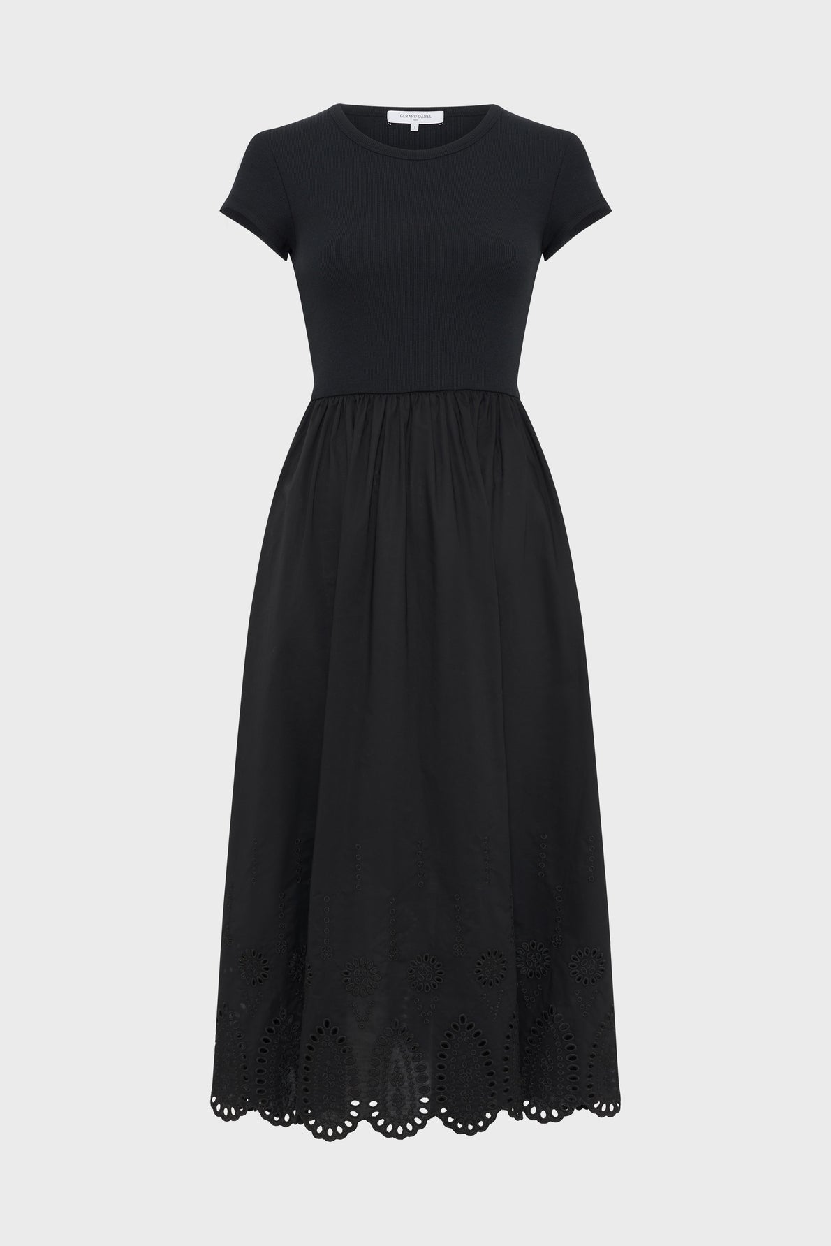 Women's Bi-Material Dress 100 Percent Cotton Poplin - Black