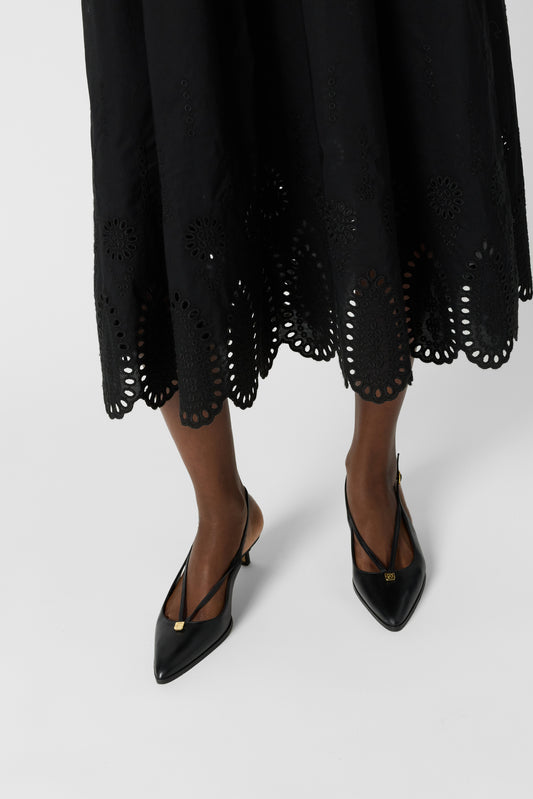 Women's Bi-Material Dress 100 Percent Cotton Poplin - Black