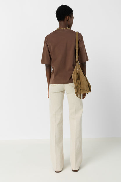 Unisex Soft Short Sleeve T-Shirt 100% Cotton - White Brown