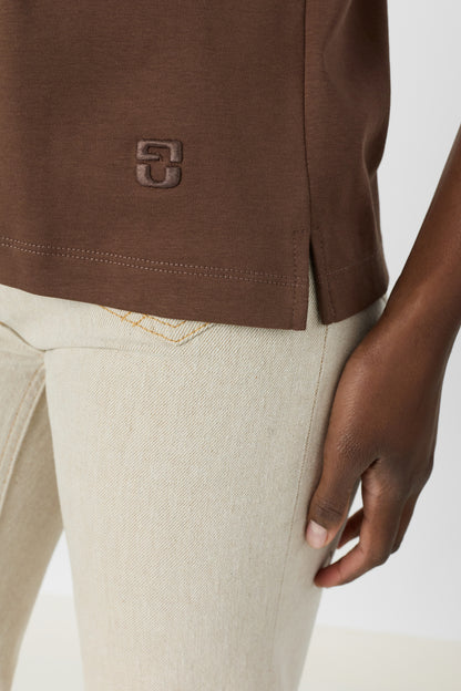 Unisex Soft Short Sleeve T-Shirt 100% Cotton - White Brown