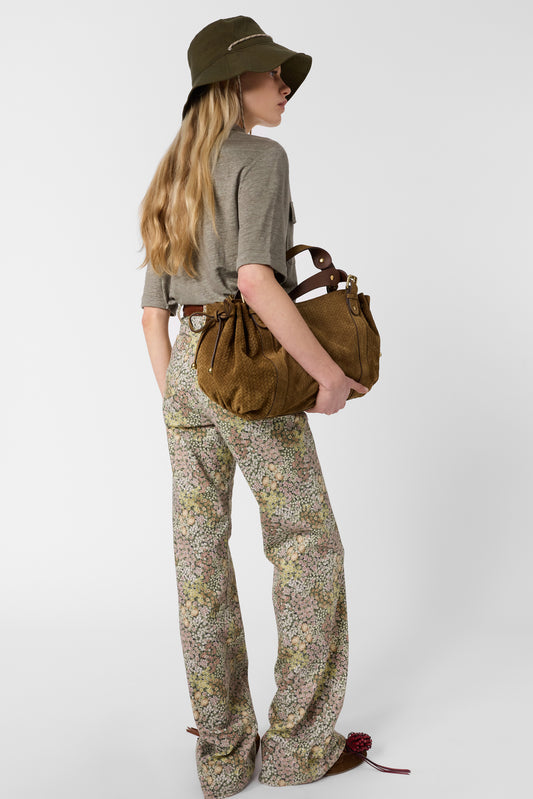 Women's Buttoned Polo Shirt 100% Linen - Light Beige Green