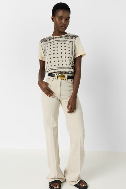 Women's T-shirt Soft 100 Percent Cotton Jersey Knit - Ecru Natural