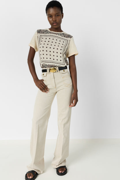 Women's T-shirt Soft 100 Percent Cotton Jersey Knit - Ecru Natural