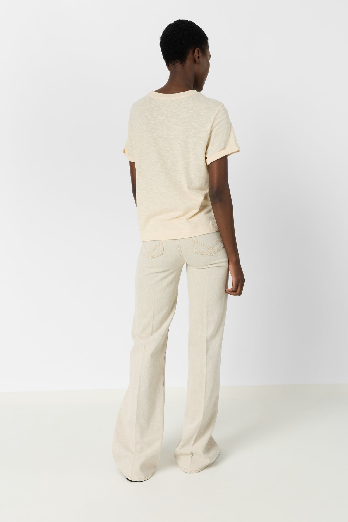 Women's T-shirt Soft 100 Percent Cotton Jersey Knit - Ecru Natural