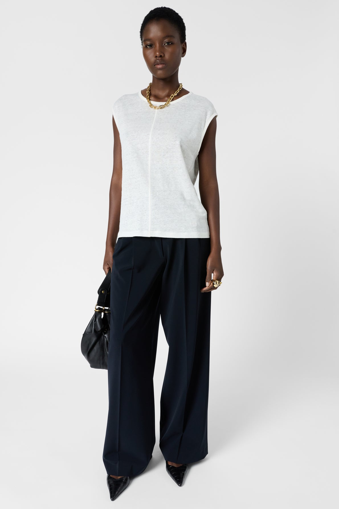 Women's Linen Sleeveless Tank Top for Summer 100% Linen - White