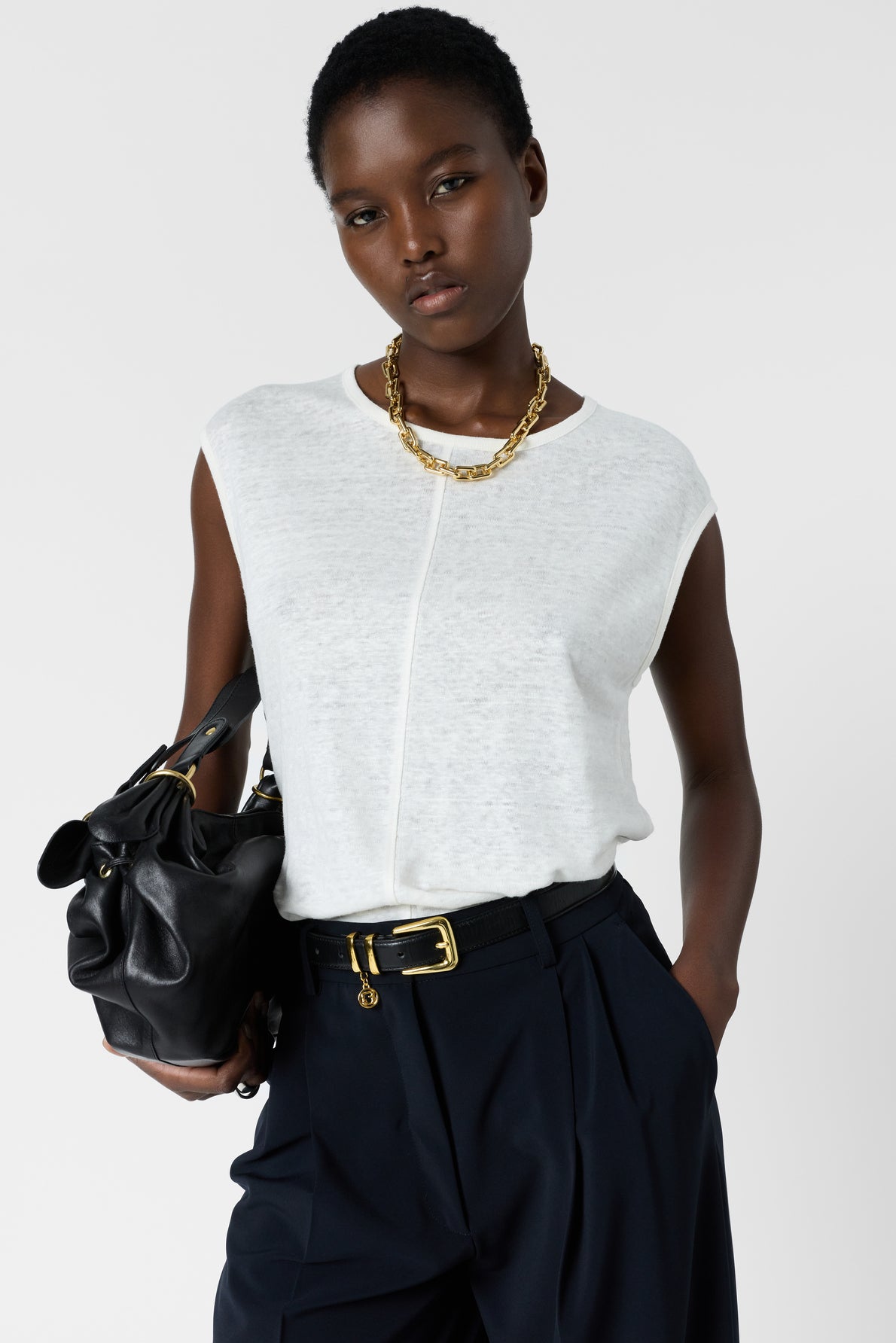 Women's Linen Sleeveless Tank Top for Summer 100% Linen - White