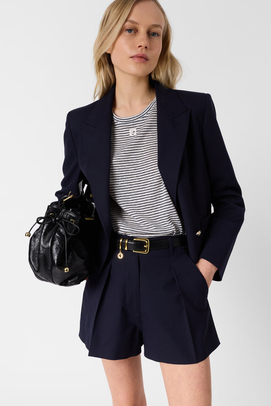 Women's T-Shirt Breathable Linen And Cotton Blend - Khaki Navy