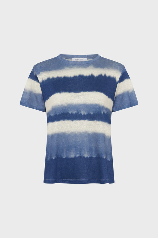 Unisex Casual Tie-Dyed Linen T-Shirt 100 Percent Linen - Indigo