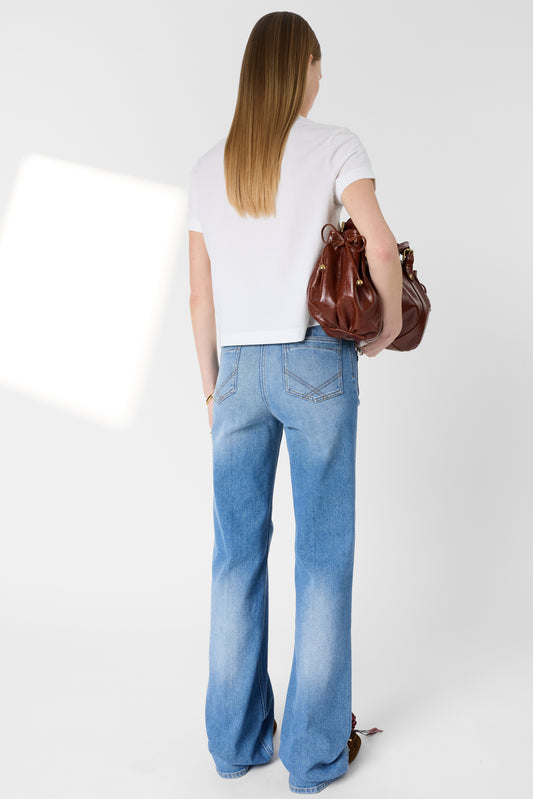 Women's T-Shirt With Embroidered Coat-of-Arms 100% Cotton - White