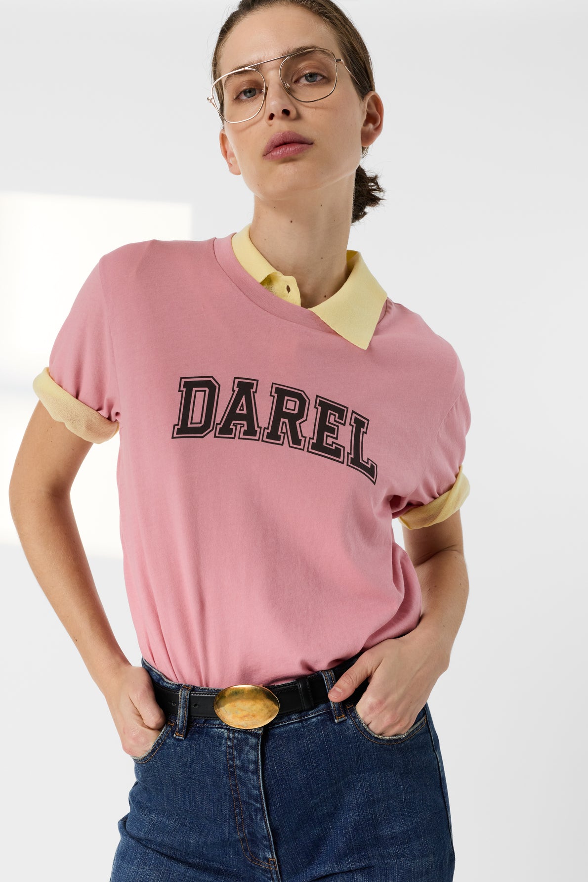 Unisex T-shirt Retro Campus Graphic 100% Cotton - Pink
