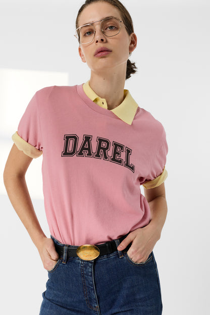 Unisex T-shirt Retro Campus Graphic 100% Cotton - Pink