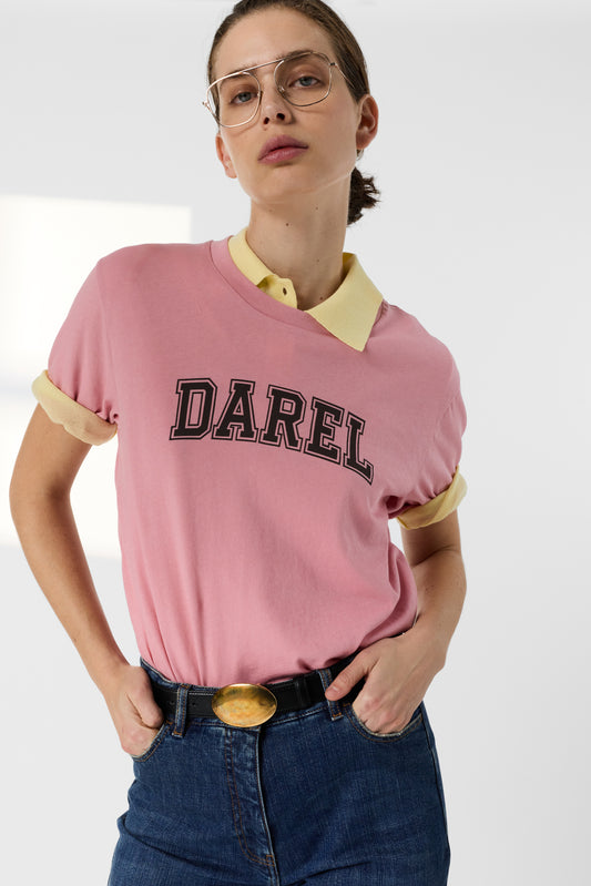 Unisex T-shirt Retro Campus Graphic 100% Cotton - Pink