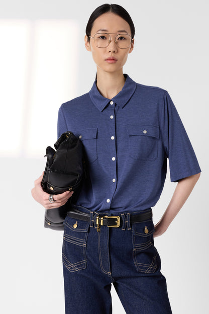 Unisex Polo T-Shirt Premium Organic Cotton Knit - Indigo