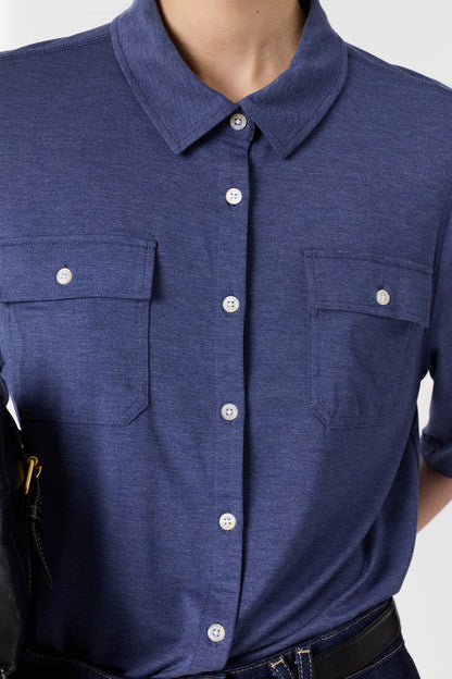 Unisex Polo T-Shirt Premium Organic Cotton Knit - Indigo