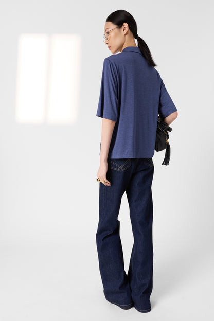 Unisex Polo T-Shirt Premium Organic Cotton Knit - Indigo