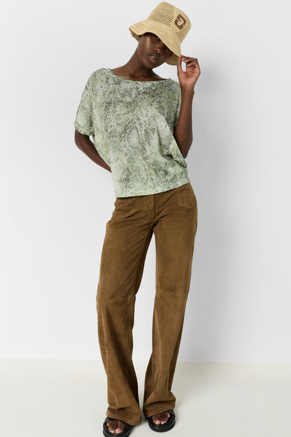 Women Oversized T-Shirt 100 Percent Cotton Jersey - Khaki-Green