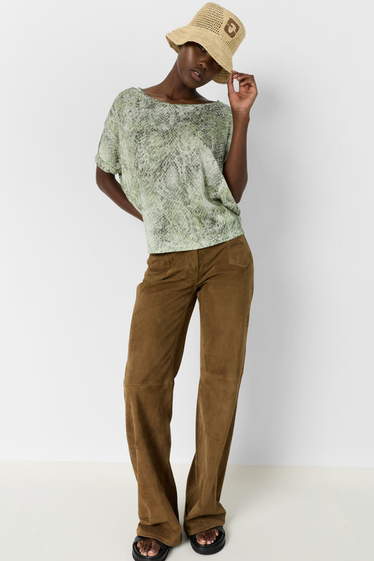 Women Oversized T-Shirt 100 Percent Cotton Jersey - Khaki-Green