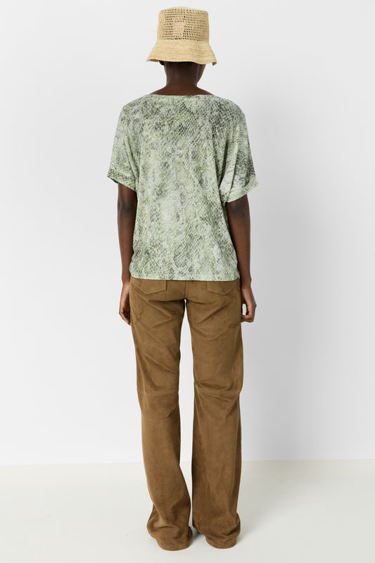 Women Oversized T-Shirt 100 Percent Cotton Jersey - Khaki-Green