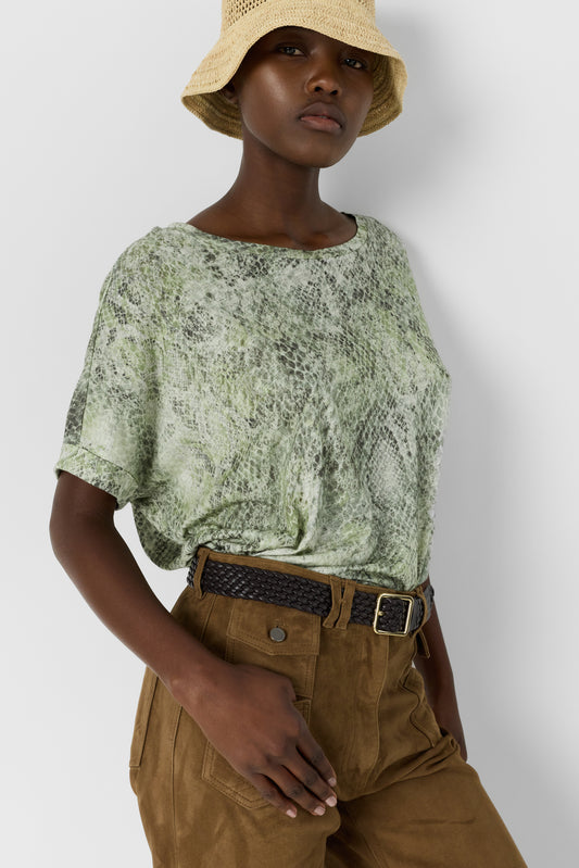 Women Oversized T-Shirt 100 Percent Cotton Jersey - Khaki-Green