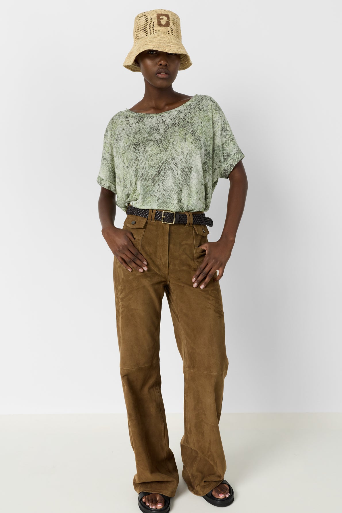 Women Oversized T-Shirt 100 Percent Cotton Jersey - Khaki-Green