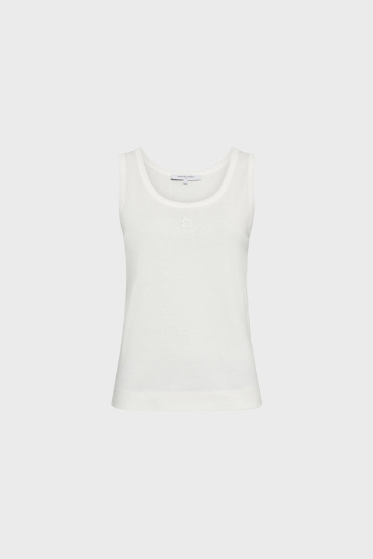 Women's Sleeveless Tank Top Round-Neck 100% Cotton - White