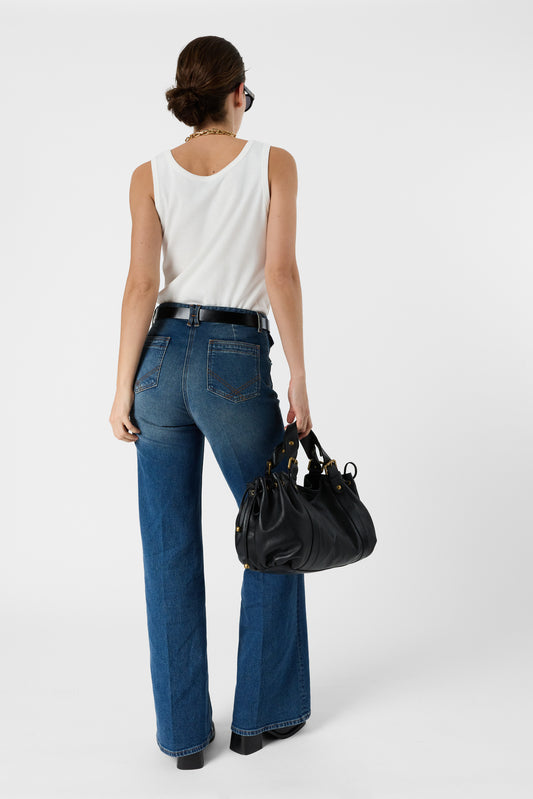 Women's Sleeveless Tank Top Round-Neck 100% Cotton - White