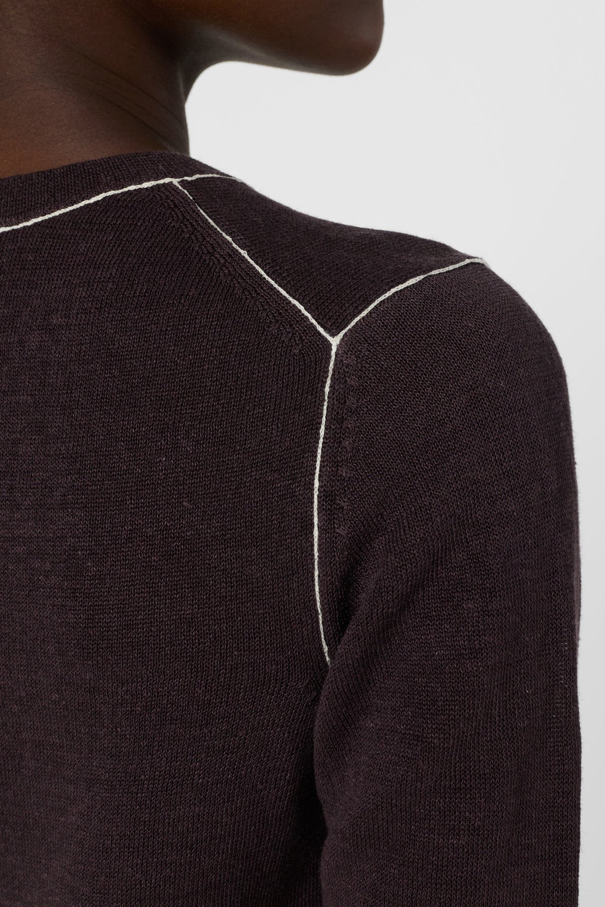 Women's Round-Neck Short-Sleeve Pullover Linen Blend - Brown