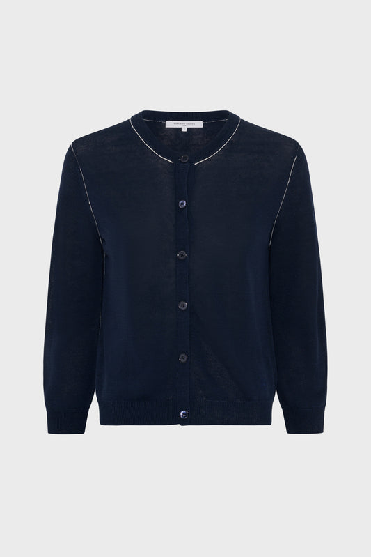 Women's Cozy Knit Pullover Vest Linen Blend - Navy