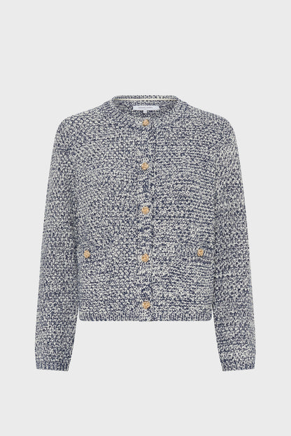 Women's Cardigan Knit Sweater 100% Cotton -  Blue Navy